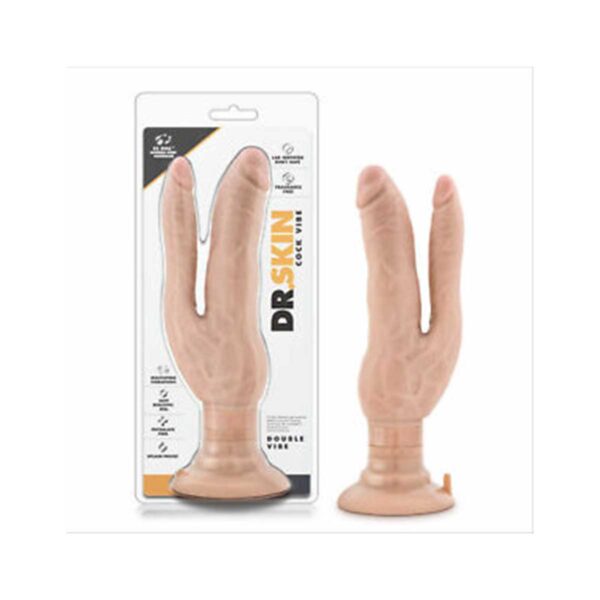 Vibrator Dubla Penetrare Dr Skin Double Vibe Cock Beige Vibrator Dubla Penetrare Dr Skin Double Vibe Cock Beige