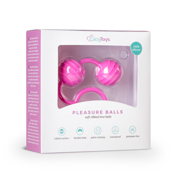 Bile Vaginale Pleasure Balls Horiziontal Ribbed Silicon Pink