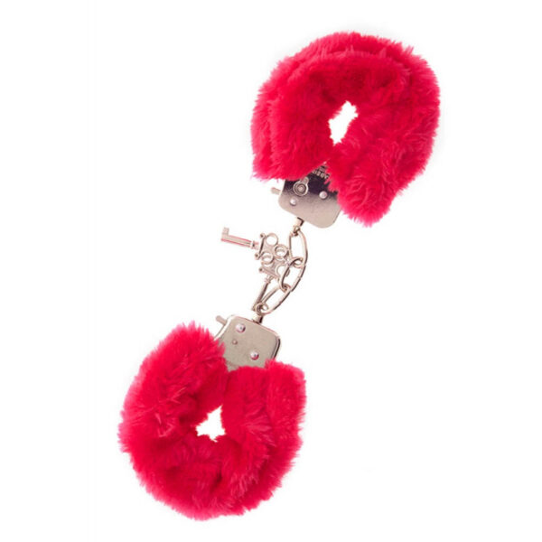 Catuse Din Metal Cu Blanita Furry Cuffs Rosu Siclam Catuse Din Metal Cu Blanita Furry Cuffs Rosu Siclam