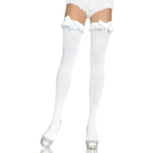 Ciorapi Leg Avenue Opaque Thigh Highs With Satin Ruffle White One Size