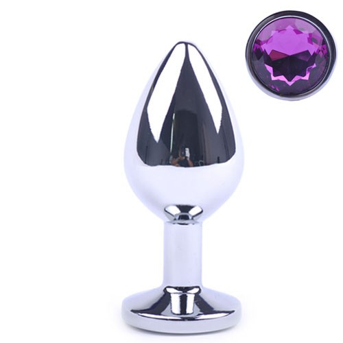 Dildo Anal Metalic Medium With Diamond Purple