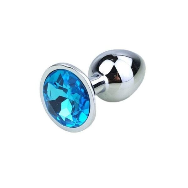 Dildo Anal Metalic Small With Diamond Light Blue