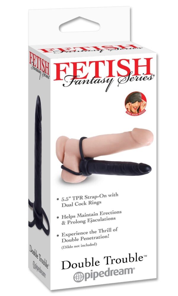 Inel Cu Dildo Pentru Dubla Penetrare Double Trouble Black Inel Cu Dildo Pentru Dubla Penetrare Double Trouble Black
