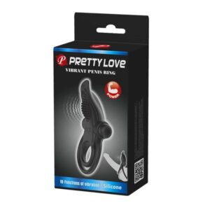 Inel Cu Vibratie Pretty Love Double 10 Functii Black