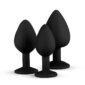 Set 3 Dildo Anal Diamond Plug Set Silicone Black
