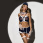Costum Sexy Stewardesa Alb/Albastru 7 Piese S