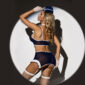 Costum Sexy Stewardesa Alb/Albastru 7 Piese S