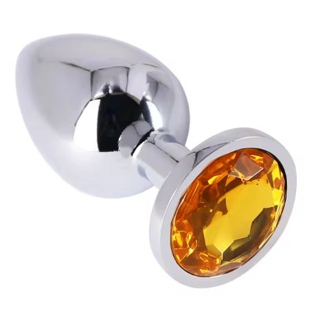 dop anal metallic buttplug, small, argintiu/galben, passion labs dop anal metallic buttplug, small, argintiu/galben, passion labs