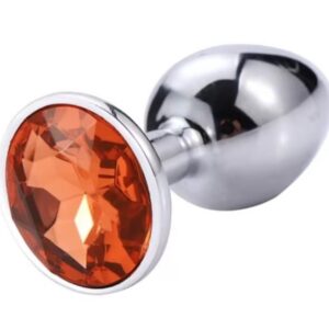 Dop Anal Metallic Buttplug, Small, Argintiu/Portocaliu, Passion Labs