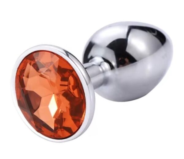 Dop Anal Metallic Buttplug, Small, Argintiu/Portocaliu, Passion Labs Dop Anal Metallic Buttplug, Small, Argintiu/Portocaliu, Passion Labs