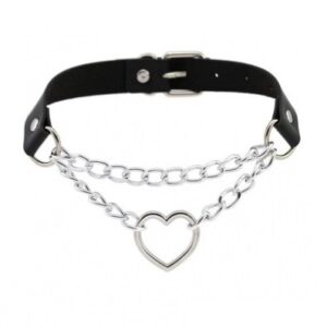 mokko toys choker heart chain negru