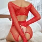 Body Crotchless Sexy Glitter Rosu S/L