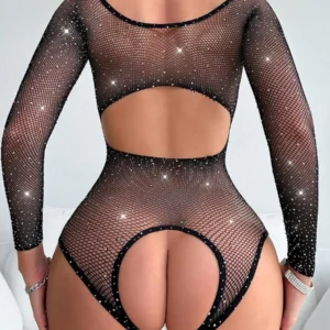 Body Crotchless Sexy Glitter Black S/L
