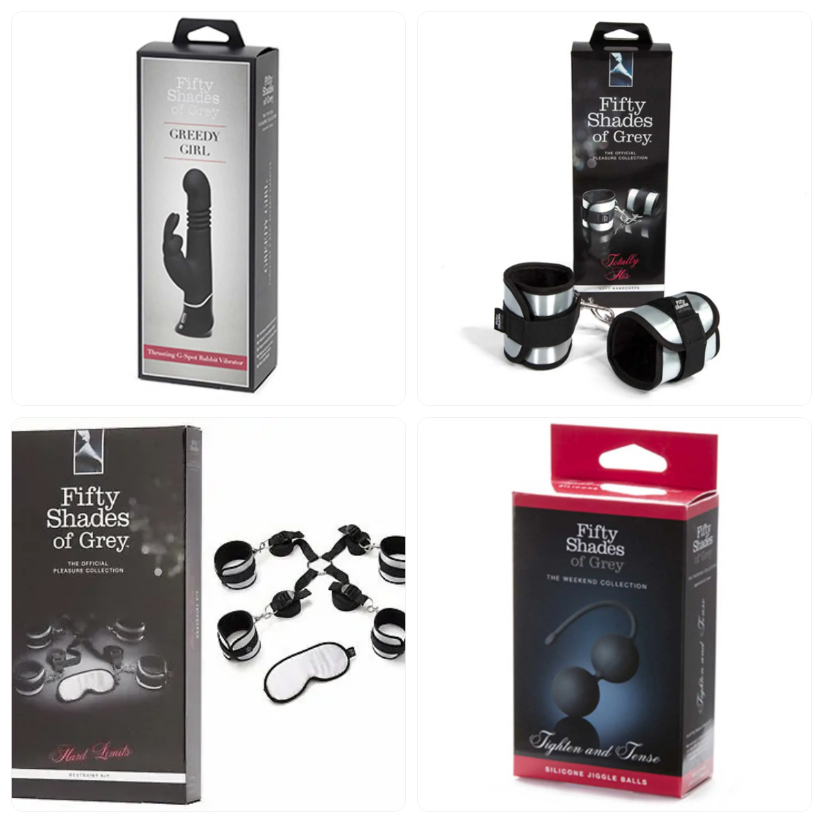 Produse Fifty Shades of Grey: Vibrator Fifty Shades Of Grey Thrusting G-Spot Rabbit, Catuse Fifty Shades Of Grey Totally His Soft Handcuffs, Set Fifty Shades Of Grey Restraint Kit,