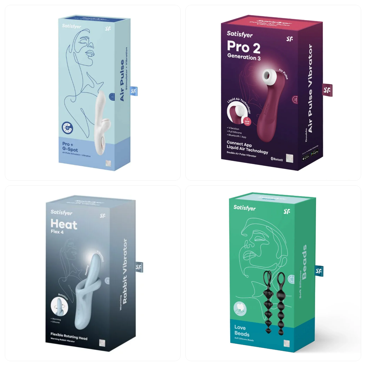 Produse Satisfyer: Vibrator Satisfyer Pro Plus G Spot, Stimulator De Clitoris Satisfyer Pro 2 Genration 3 App Wine Red, Satisfyer Heat Flex 4 Vibrator, Satisfyer Love Beads Bile An