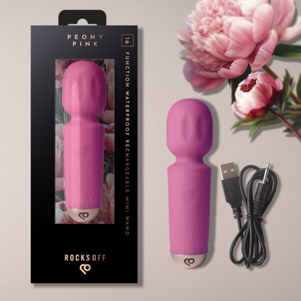 Rocks Off Mini Wand Vibrator Peony Pink Rocks Off Mini Wand Vibrator Peony Pink