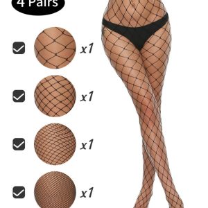 Set 4 Ciorapi din Plasa Fishnet Negru S/L Set 4 Ciorapi din Plasa Fishnet Negru S/L
