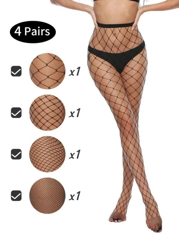 Set 4 Ciorapi din Plasa Fishnet Negru S/L Set 4 Ciorapi din Plasa Fishnet Negru S/L