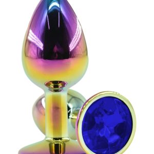 Acasă Passion Labs Butt Plug Rainbow Diamond Albastru Inchis M