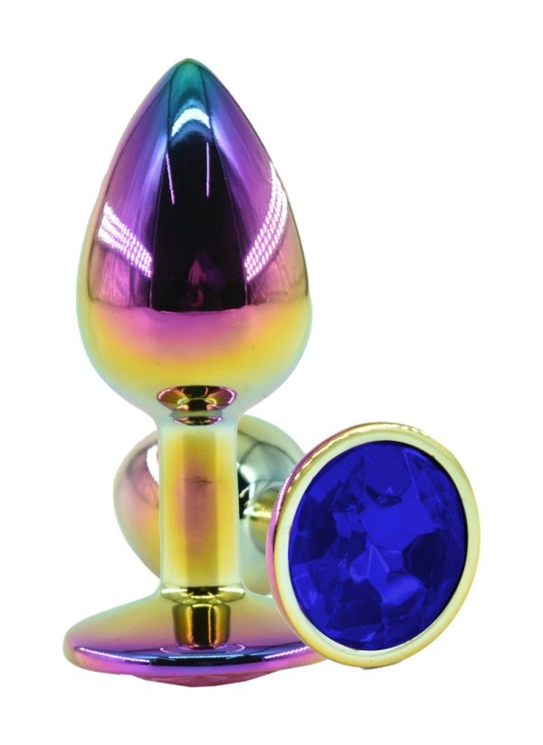 Passion Labs Butt Plug Rainbow Diamond Albastru Inchis M